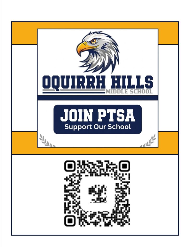 This graphic contains a QR code for people to scan to join PTSA